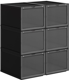 Songmics Plastic Shoe Box Black 6pcs