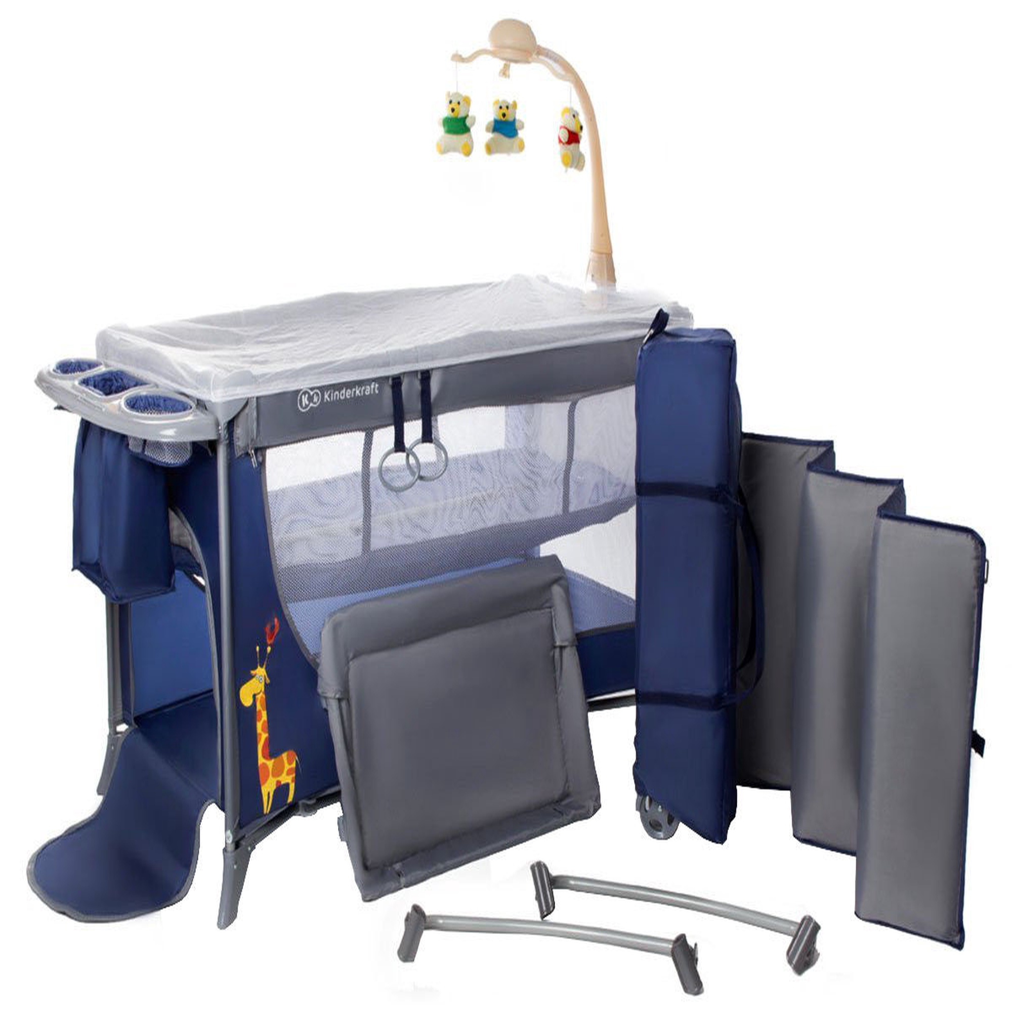 KinderKraft Joy Travel Cot With Accessories Navy Senukai.lt
