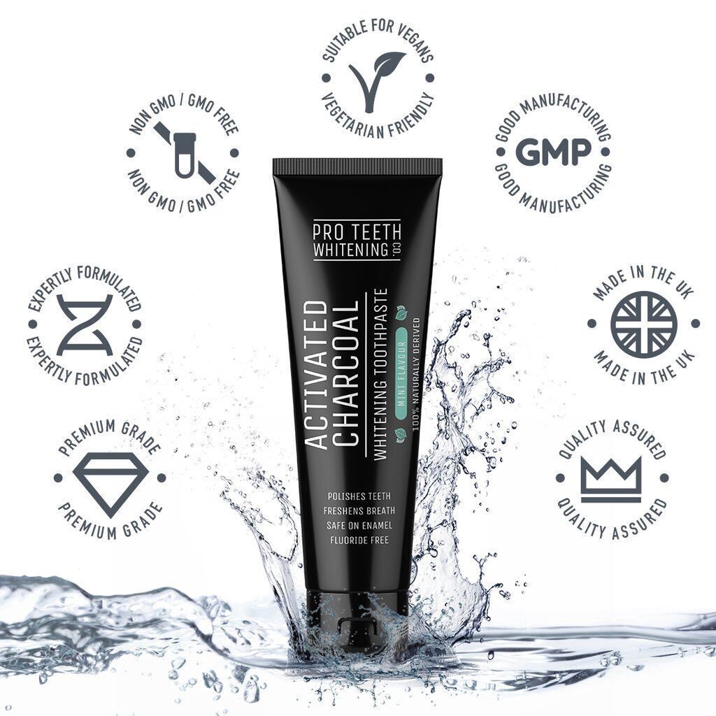 pro teeth whitening activated charcoal toothpaste