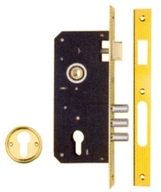 Süvistatav ukselukk Kale Kilit 152/3 MR, kaetud messingiga, 85 mm/45 mm