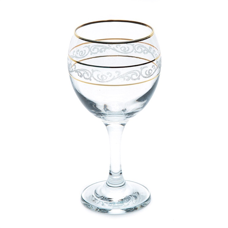Vīna glāžu komplekts Gold lines, stikls, 0.26 l, 6 gab.