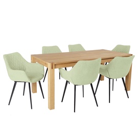 Home4you Chicago New/Naomi Dining Set 6 Chairs Oak/Green
