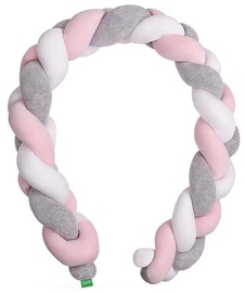 Lulando Cot Bumper Braid Welur Grey/Pink/White 200cm