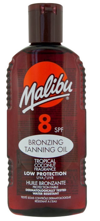 malibu tanning oil spf 8