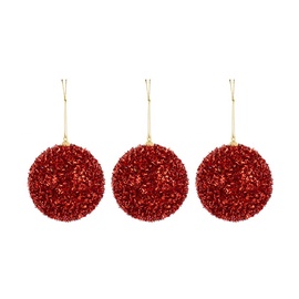 Ziemassvētku eglītes rotaļlieta Christmas Touch SY18FB-087 Red, 80 mm, 3 gab.