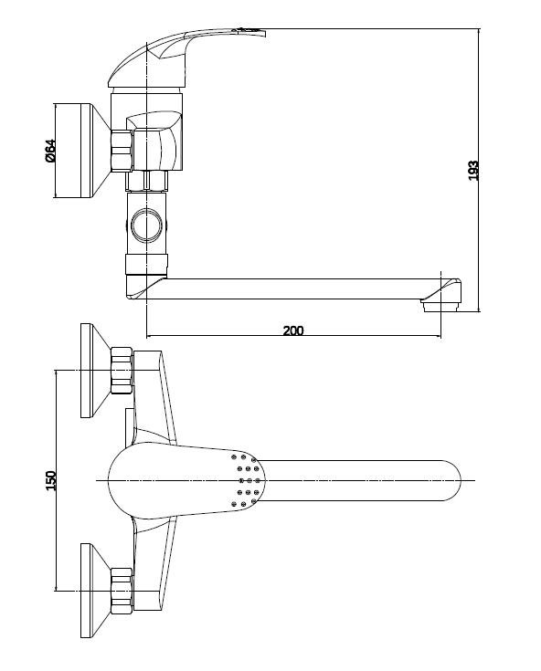 Смеситель для ванной Thema Lux ECO DF2205-1, хромовый