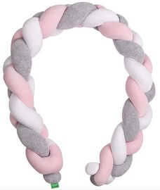 Lulando Cot Bumper Braid Welur Grey/Pink/White 300cm