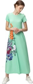 Audimas Long Stretch Printed Dress Mint Garden XS