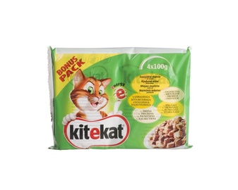 Konservuotas ėdalas katėms Kitekat Hunter Menu, įvairių skonių, 4 x 100 gr