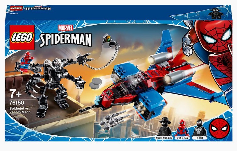 Конструктор LEGO Super Heroes Marvel Spider-Man Реактивный самолёт Человека-Паука против Робота Венома 76150, 371 шт.