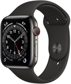 Išmanusis laikrodis Apple Watch Series 6 GPS LTE + Cellular, 44mm Stainless Steel Black Sport Band, juoda
