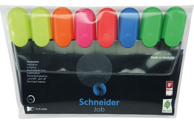 Marķieris Schneider Pen, zila/sarkana/dzeltena/zaļa/oranža/rozā, 8 gab.