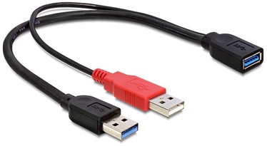 Провод Delock USB 3.0 Y to USB F USB 3.0 x 2, USB 3.0 A female, 0.3 м, черный