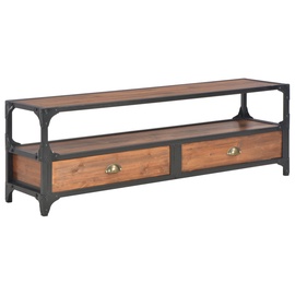TV galds VLX Solid Pine Wood, brūna, 1200 mm x 300 mm x 400 mm
