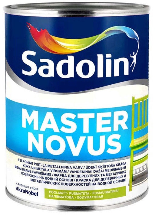 Emailvärv, universaalsed Sadolin Master Novus 15, poolmatt, 1 l, valge