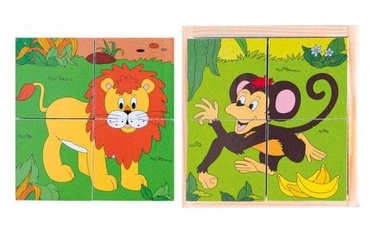 Woodyland Picture Cubes Puzzle Safari 4pcs 90921