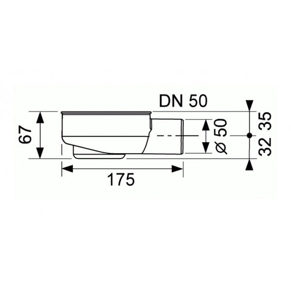 Sifoon Tece DN50, plastik, 17.5 cm, Ø 50 mm