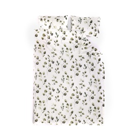 Комплект постельного белья Domoletti Nikoba, белый/зеленый, 160x200 cm