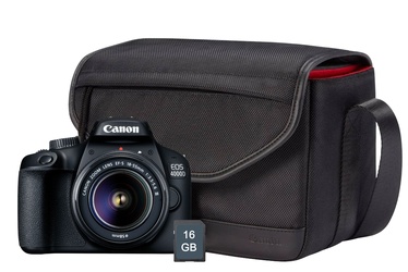 Veidrodinis fotoaparatas Canon EOS 4000D 18-55mm III + 16GB SD + Bag CB-SB130