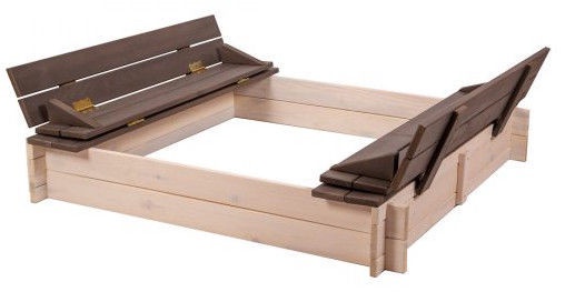 Песочница Folkland Timber, 140 x 140 см, с крышкой, белый/серый