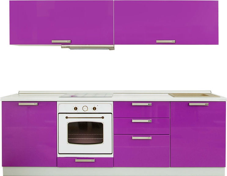Virtuves komplekts MN Prestiz, balta/violeta, 2.4 m