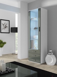 Шкаф-витрина Cama Meble Soho S1, белый/серый/темно-серый, 60 см x 41 см x 192 см