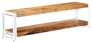 TV galds VLX Solid Mango Wood, brūna/balta, 1500 mm x 300 mm x 400 mm