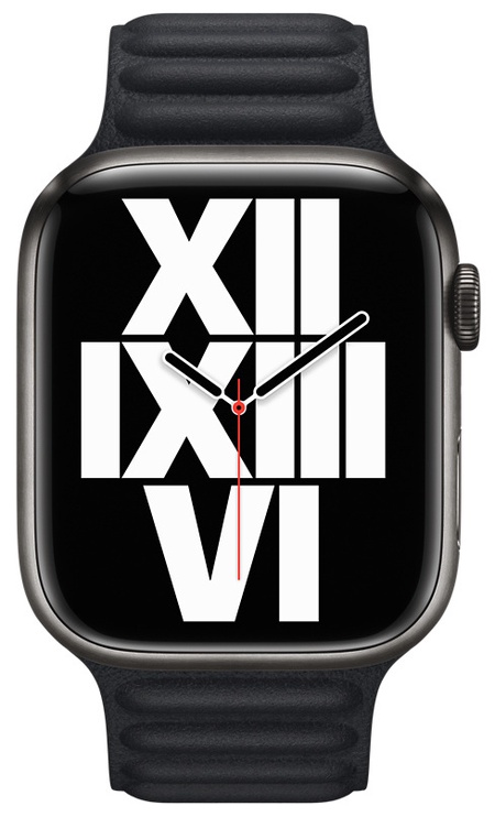 Ремешок Apple 45mm Midnight Leather Link - S/M, черный