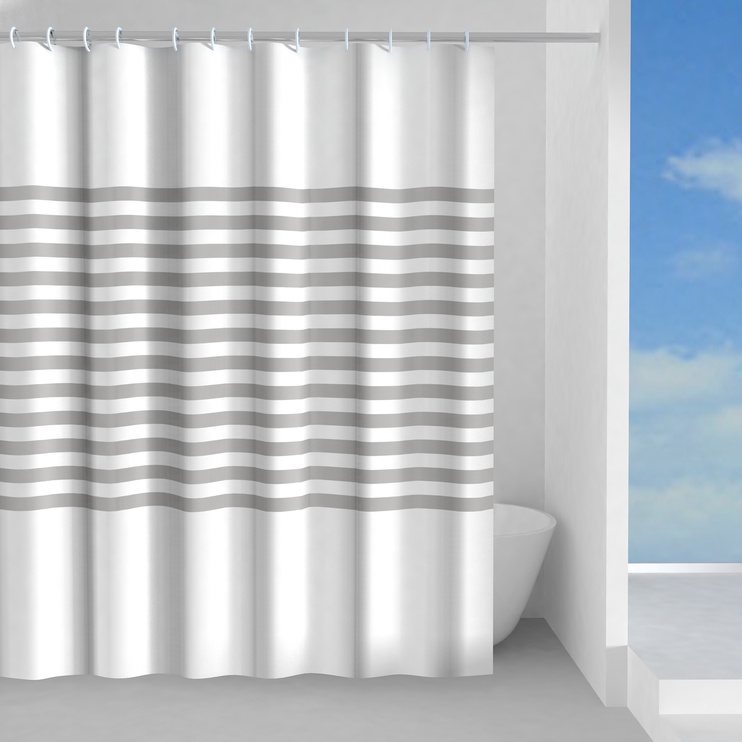 Штора для ванной Gedy Parallele TTE13211830, белый/серый, 2000 мм x 1800 мм