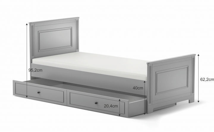 Кровать Bellamy Ines, серый, 208 x 93 см, c ящиком для постельного белья