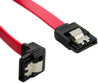 4World HDD Cable SATA 3 Latching 30cm With 90 Degrees Conector Red