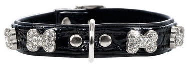 Hunter Collar Modern Art Fashion Kroko Bone 40 Black