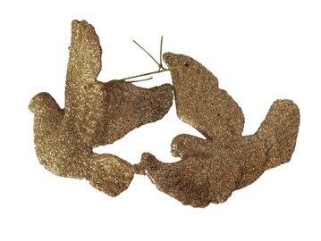 Christmas Touch Glitter Birds Decorations 15cm 2pcs Gold