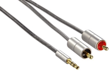 Vads Hama 3.5mm to RCA x2, 2m, 3.5 mm (AUX)/RCA, 200 cm, sudraba