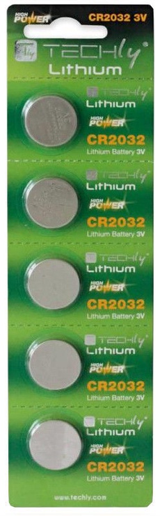 Батареи Techly, CR2032, 3 В, 5 шт.