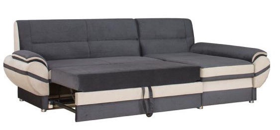 Угловой диван Bodzio Livonia, серый/бежевый, 248 x 155 см x 89 см