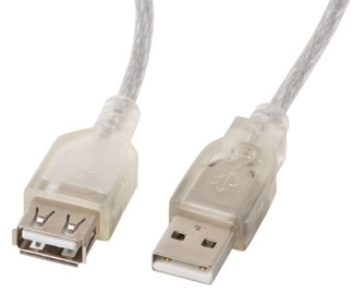 Laidas Lanberg USB-A - USB-A USB 2.0 A male, USB 2.0 A female, 5 m, skaidri