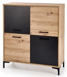 Комод Halmar Raven KM-2, черный/дубовый, 100x40x112 см