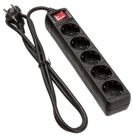 InLine Power Cord 5 Outlet 1.5m Black