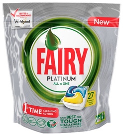 Trauku mazgājamās mašīnas kapsulas Fairy All In One Platinum Lemon, 27 gab.