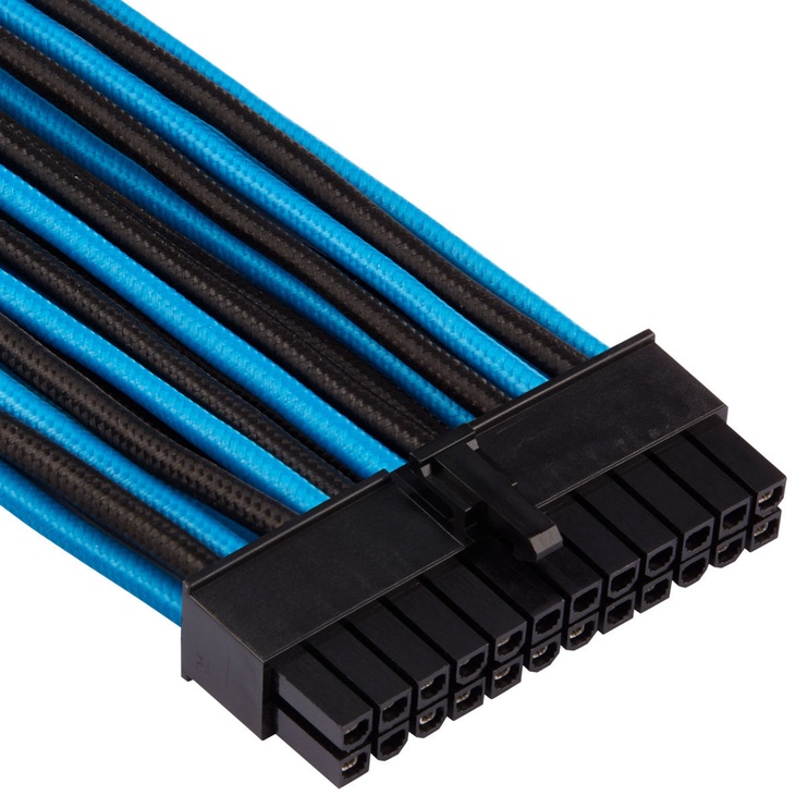 Провод Corsair Premium Sleeved 24-pin ATX cable Type 4 Gen 4 ATX 24pin Male, 1 x 20 + 4-pin ATX male, 0.61 м, синий/черный