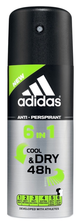 Vyriškas dezodorantas Adidas 6in1 Cool & Dry, 150 ml