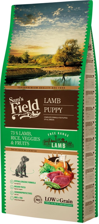 Sausā suņu barība Sam's Field Puppy Lamb, teļa gaļa, 13 kg