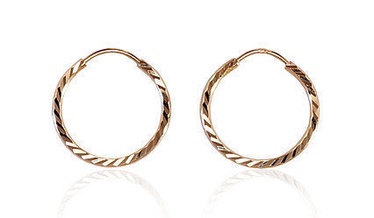 Diamond Sky 14K Red Gold Earrings Menorah X Solid Gold 585