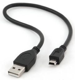 Laidas Gembird CCPUSB2AM5P1 USB 2.0 A male, Mini USB, 0.3 m, juoda