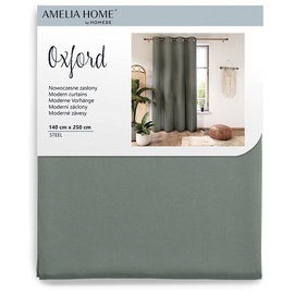 Nakts aizkari AmeliaHome Oxford Eyelets, pelēka, 1400x2500 mm