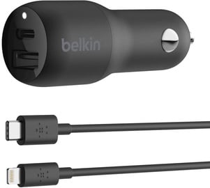 Зарядное устройство Belkin USB/USB Type-C Car Charger Black