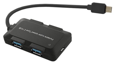 Qoltec Hub USB 3.1 to 4 x USB 3.0 Black 0.2m