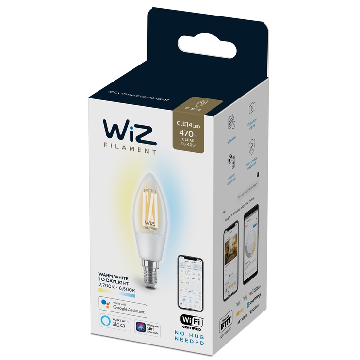 Лампочка WiZ LED, многоцветный, E14, 4.9 Вт, 470 лм