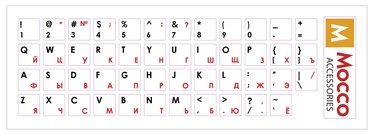 Mocco Keyboard Sticks ENG/RU With Laminated Waterproof Level Black/Red
